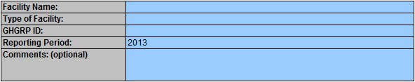 Enter data in the blue cells for general information table